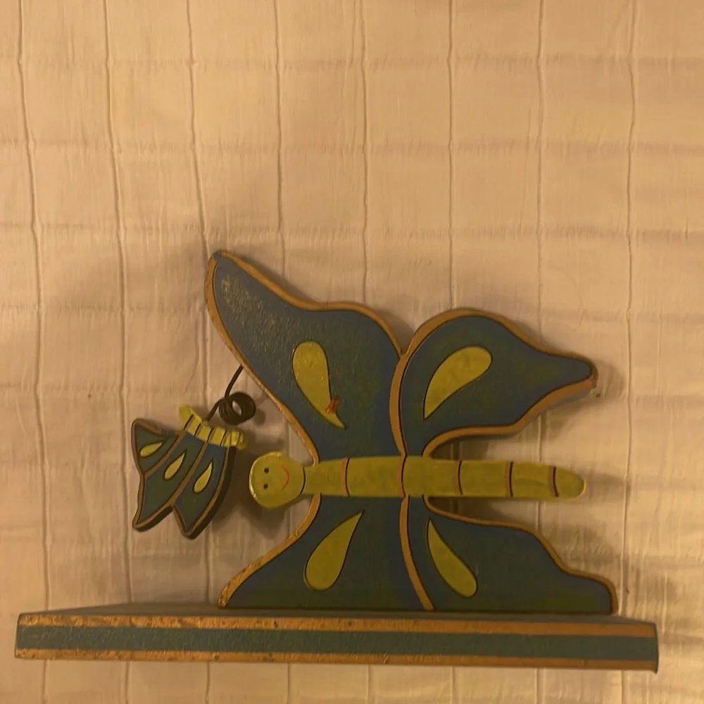 Vintage Y2K butterfly shelf wooden girls blue green